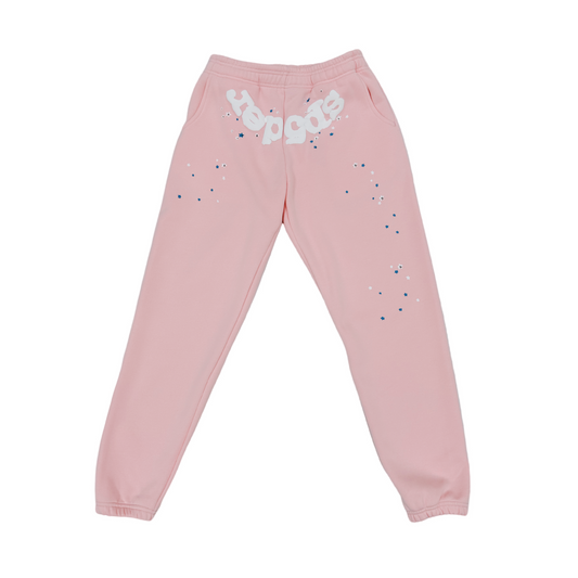 Sp5der White Logo Sweatpants Pink