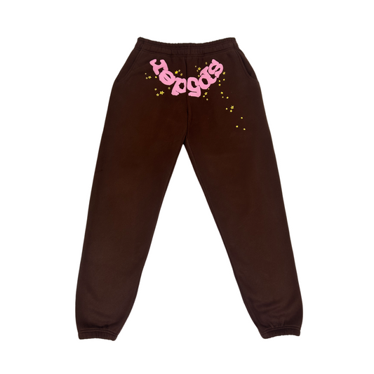 Sp5der Pink Logo Sweatpants Brown