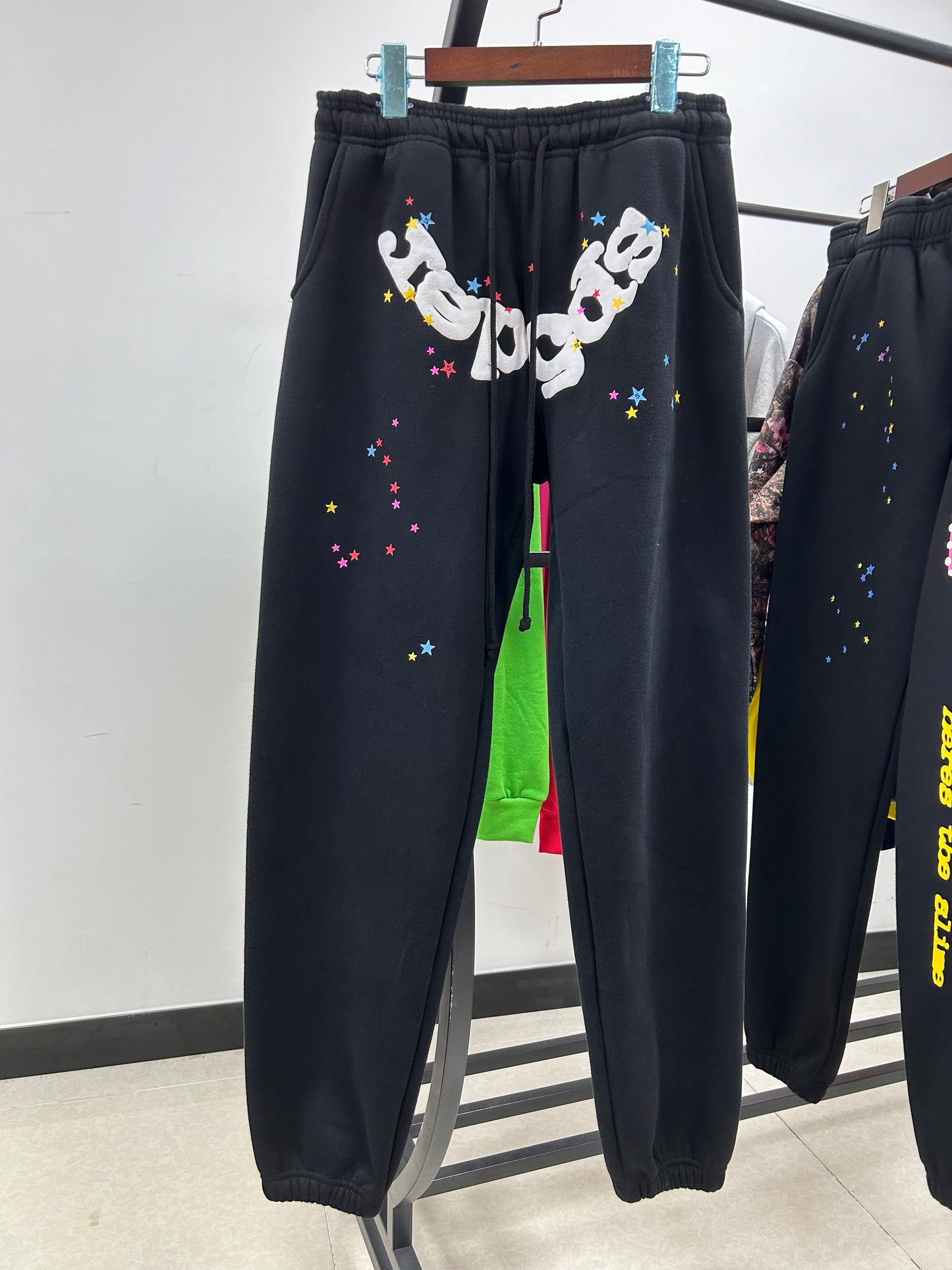 SP5DER White Logo Sweatpants  Star Black