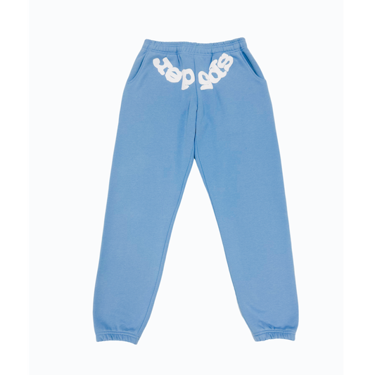 Sp5der White Logo Sweatpants Light Blue