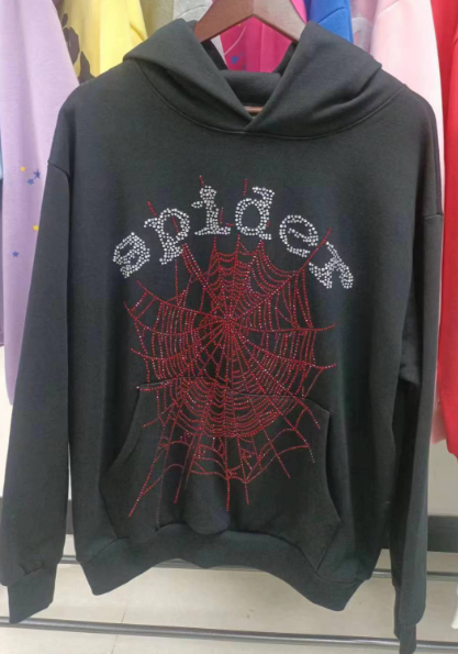 Sp5der OG Rhinestone Logo Hoodie Black